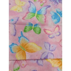 Rainbow Sparkle Butterflies Pink FABRIC TRADITIONS Glitter Cotton 1 Yds 28inch